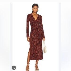Free People $128 Shayla Wrap Midi Dress in brown